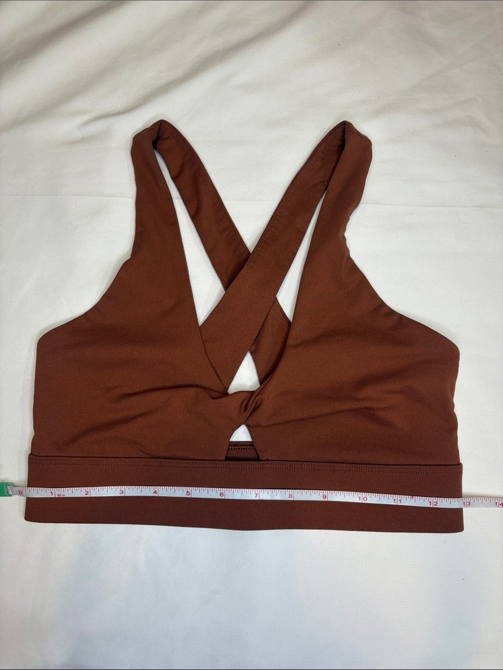 Rust Brown Fabletics Oasis Twist Keyhole Cut Out Criss Cross Strap Sports Bra